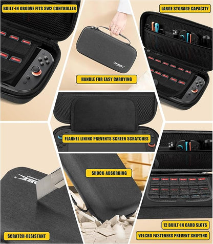 Orzero 14-in-1 Accessories Bundle for Nintendo Switch 2 – Carrying Case, Joy-Con Charging Dock, Game Card Case and Grip Kit