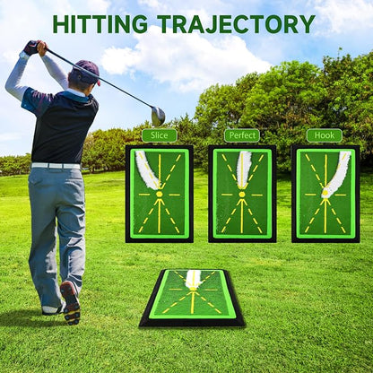 MUEUSS Golf Swing Training Mat – 17" x 12" Portable Practice Mat with Swing Path Feedback