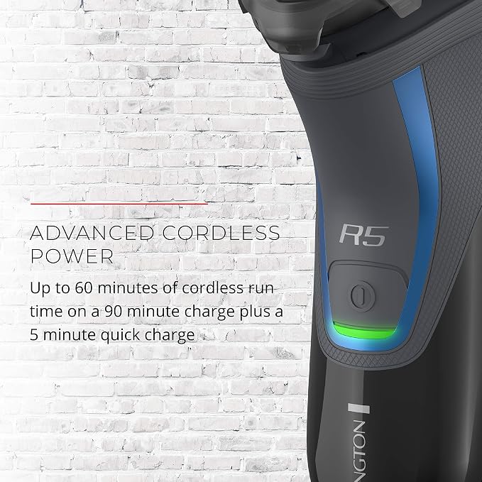 Remington R5000 Series Cordless Rotary Electric Shaver for Men – Waterproof 3-Head Razor with Flexing Blades & Pop-Up Trimmer
