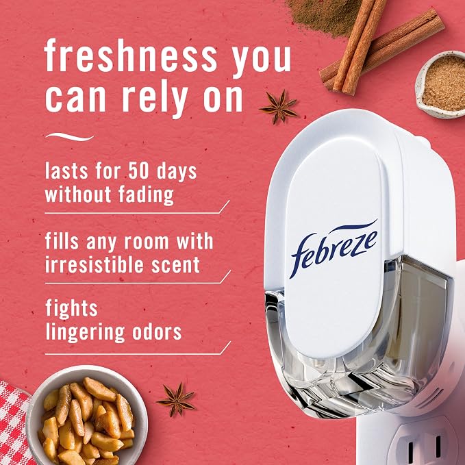 Febreze Plug-In Air Freshener Oil Refills – Odor-Fighting Home Scent Refills, 4 Count