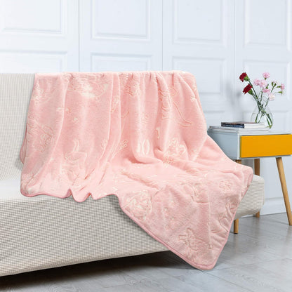 Bollepo Glow in the Dark Puppy Throw Blanket – 50" x 60" Soft Pink Plush Fleece Blanket with Glowing Dog Print for Kids, Teens & Dog Lovers