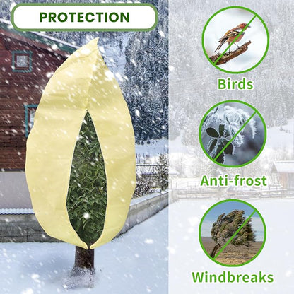 Winter Plant Covers –Assorted size Heavy-Duty Frost Protection Bags with Zipper & Drawstring for Trees, Shrubs & Outdoor Plants