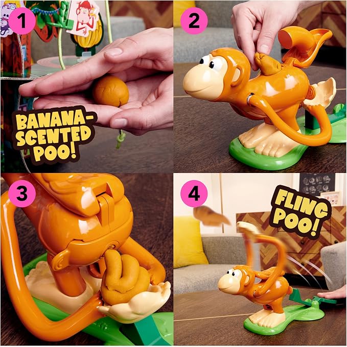 Spin Master Monkey See Monkey Poo Family Game – Funny Monkey Flinging & Tree Climbing Kids Board Game for 2–4 Players, Ages 4+