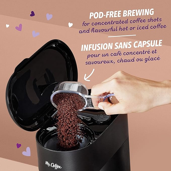 Mr. Coffee 4-in-1 Single-Serve Coffee Maker with Milk Frother – Hot & Iced Coffee, Latte & Cappuccino Machine with Reusable Filter