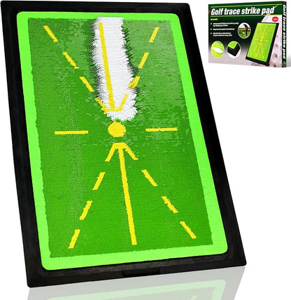 MUEUSS Golf Swing Training Mat – 17" x 12" Portable Practice Mat with Swing Path Feedback