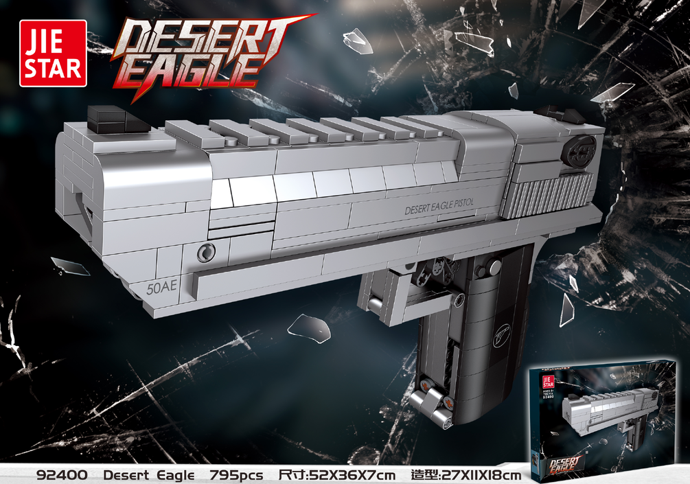 Desert Eagle Pistol Building Block Set 795 PCS Large Display Model 20.5" Replica Kit 92400