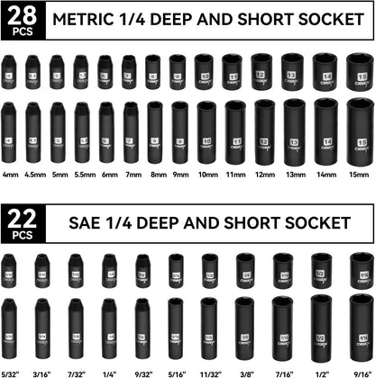 94-Piece 1/4" Drive SAE & Metric Socket, Ratchet, Torx Bit & Adapter Tool Set IS9414 - with | Sold by Uncle Wiener's Wholesale