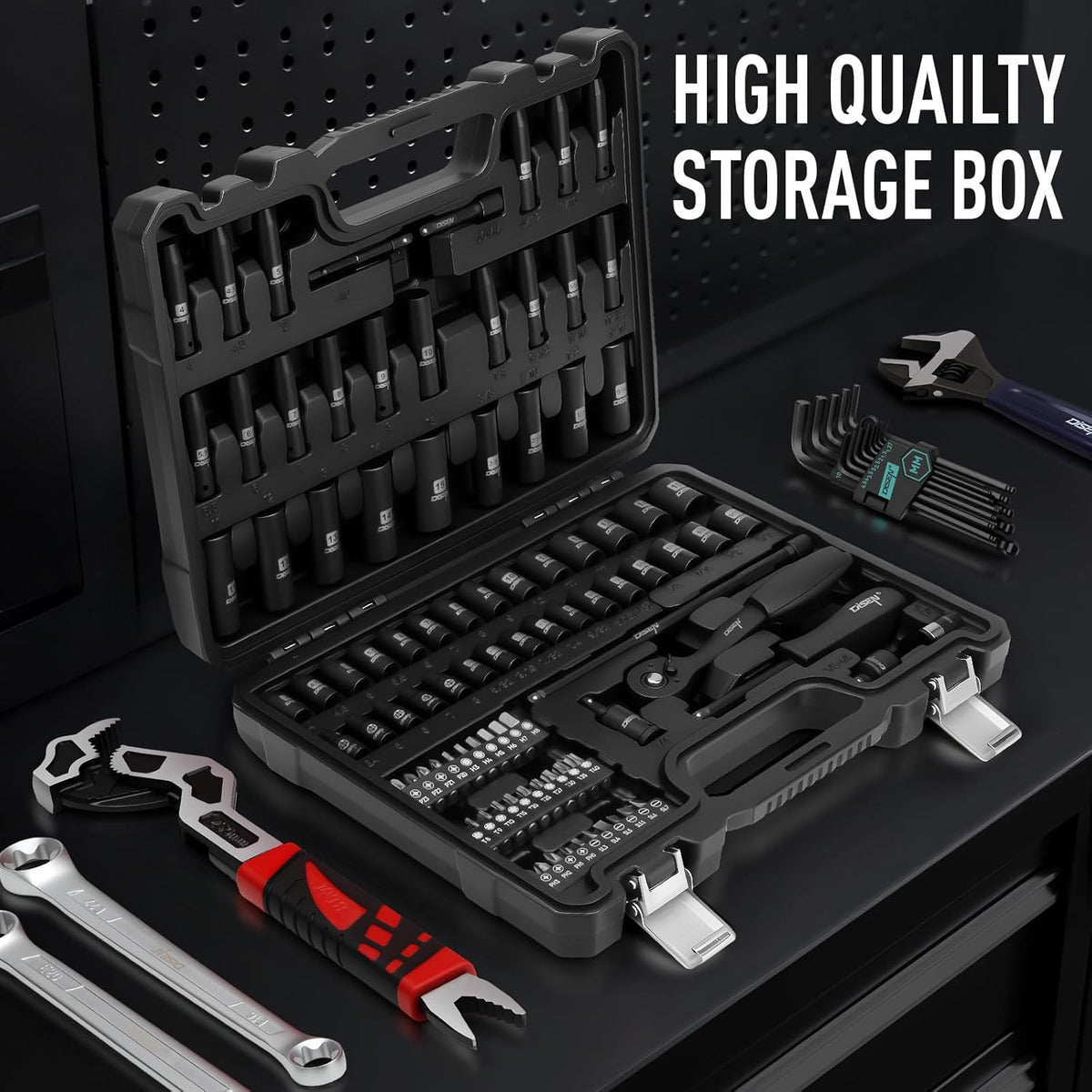 94-Piece 1/4" Drive SAE & Metric Socket, Ratchet, Torx Bit & Adapter Tool Set IS9414 - with | Sold by Uncle Wiener's Wholesale