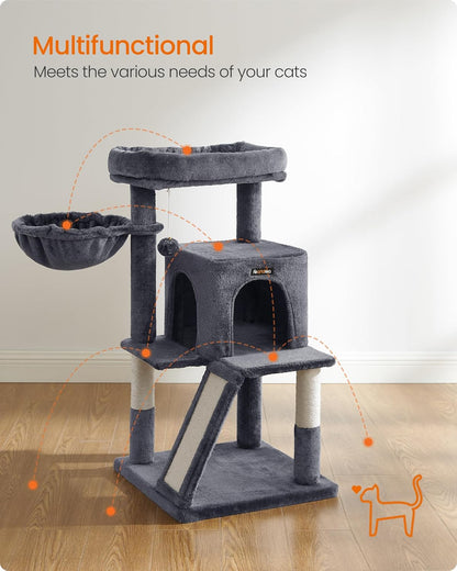 96 cm Cat Tree with Large Perch, Cat Condo, Basket, Scratching Posts and Ramp, Multi-Level Cat Tower for Indoor Cats Dove Gray PCT51G - with | Sold by Uncle Wiener's Wholesale