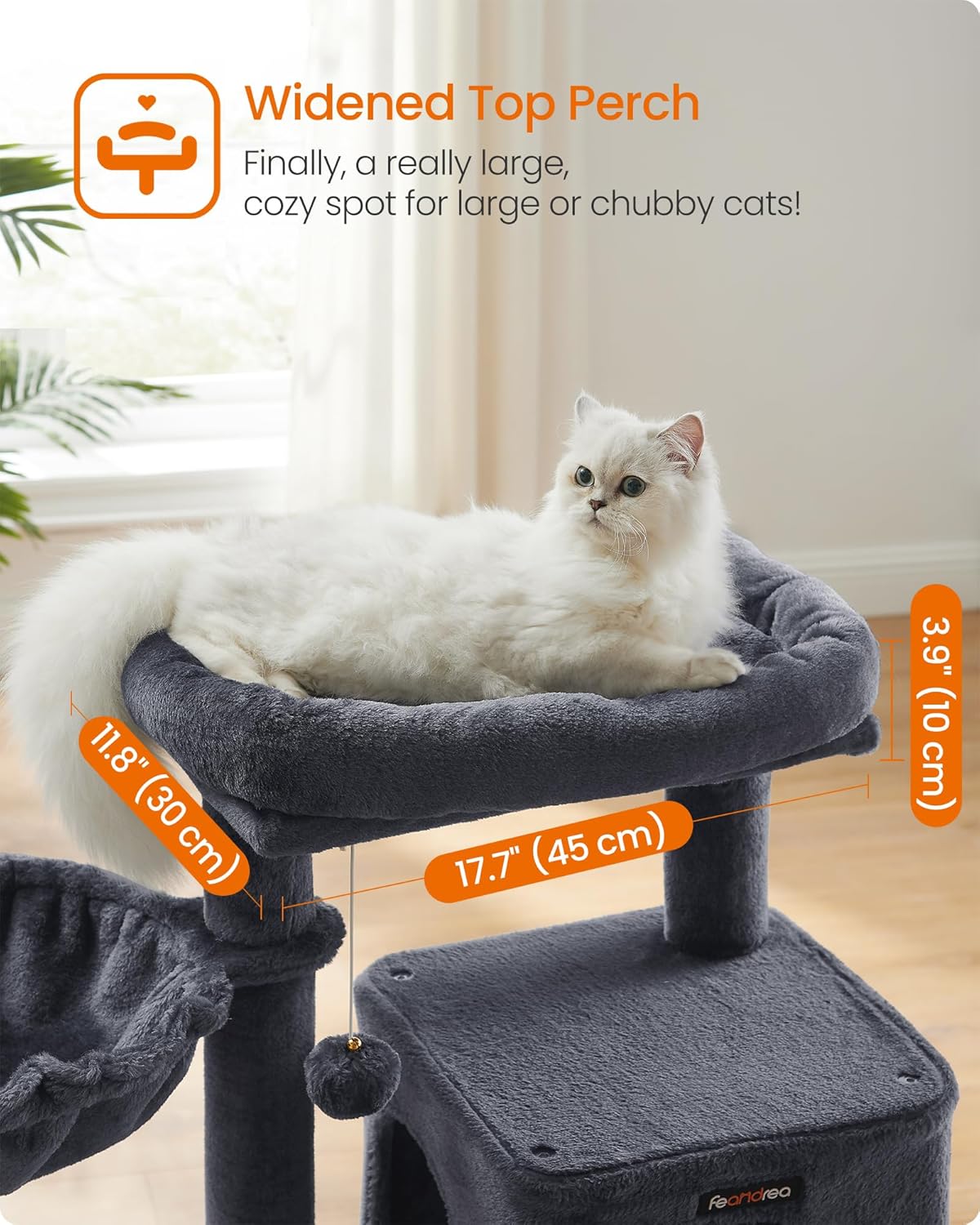 96 cm Cat Tree with Large Perch, Cat Condo, Basket, Scratching Posts and Ramp, Multi-Level Cat Tower for Indoor Cats Dove Gray PCT51G - with | Sold by Uncle Wiener's Wholesale