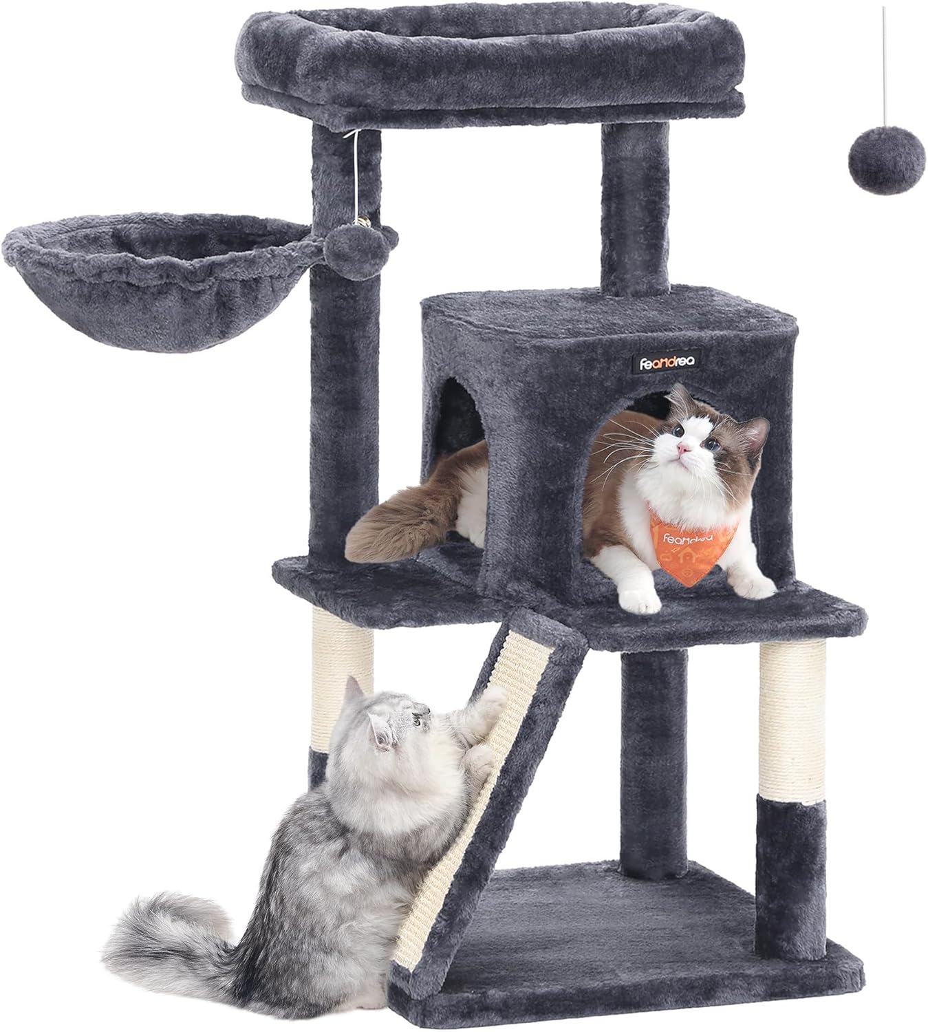 96 cm Cat Tree with Large Perch, Cat Condo, Basket, Scratching Posts and Ramp, Multi-Level Cat Tower for Indoor Cats Dove Gray PCT51G - with | Sold by Uncle Wiener's Wholesale