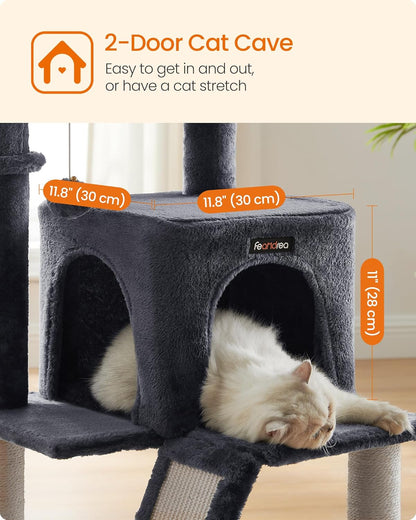 96 cm Cat Tree with Large Perch, Cat Condo, Basket, Scratching Posts and Ramp, Multi-Level Cat Tower for Indoor Cats Dove Gray PCT51G - with | Sold by Uncle Wiener's Wholesale