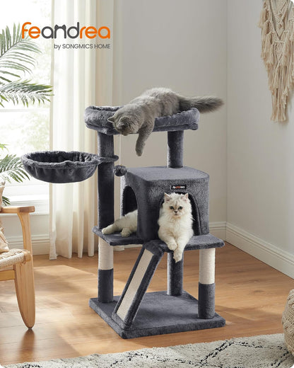 96 cm Cat Tree with Large Perch, Cat Condo, Basket, Scratching Posts and Ramp, Multi-Level Cat Tower for Indoor Cats Dove Gray PCT51G - with | Sold by Uncle Wiener's Wholesale