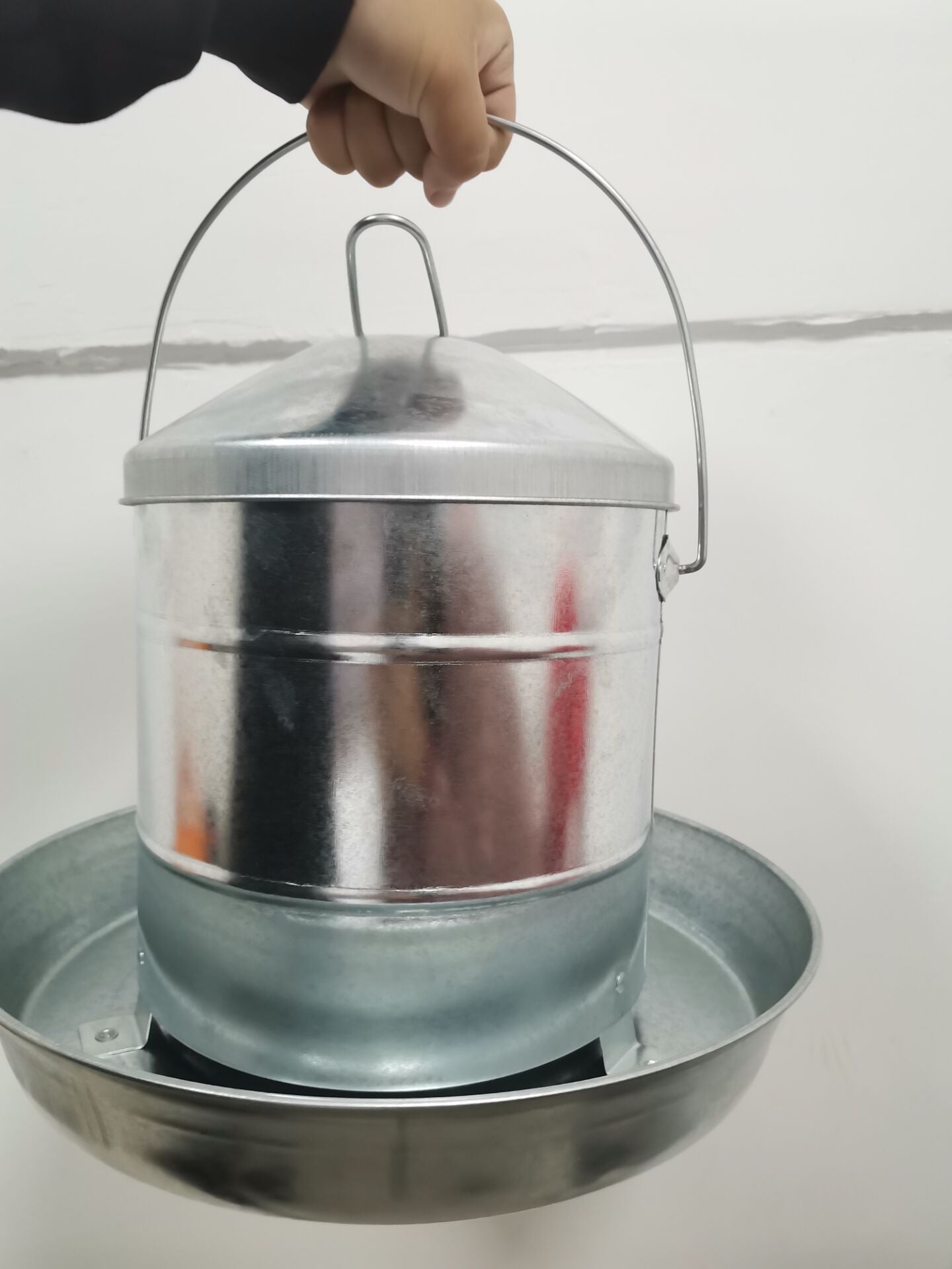 9kg Galvanized Metal Chicken Feeder Hanging Poultry Feed Dispenser 4909F - with | Sold by Uncle Wiener's Wholesale