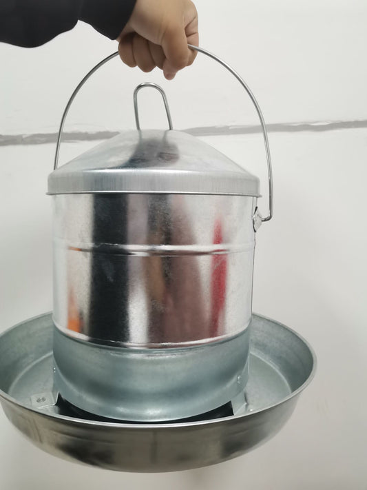 9kg Galvanized Metal Chicken Feeder Hanging Poultry Feed Dispenser 4909F - with | Sold by Uncle Wiener's Wholesale