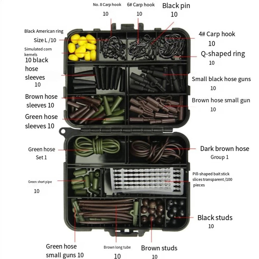 Fishing Tackle Kit 307PCS 272PCS Terminal Rig Set Hooks Swivels Weights Box AM014 AM016