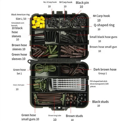 Fishing Tackle Kit 307PCS 272PCS Terminal Rig Set Hooks Swivels Weights Box AM014 AM016
