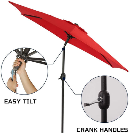 9 FT Patio Outdoor Umbrella with Crank & Tilt – Red or Gray AMMU27 Series