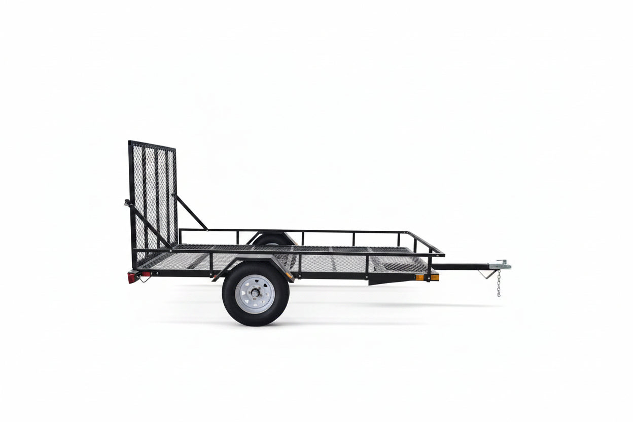 5x10 ATV Utility Trailer Mesh Floor & Gate Heavy Duty Steel Frame 1980 lbs GVW AWA510S