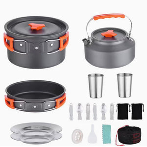 17PCS Camping Cookware Set Outdoor Cooking Kit Portable Pot Pan Stove Set AZ016
