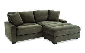 86" L-Shape Sectional Sofa with Reversible Ottoman & Pillows – Left/Right Chaise Couch Gray/Teal/Avocado BO958