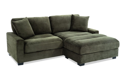 86" L-Shape Sectional Sofa with Reversible Ottoman & Pillows – Left/Right Chaise Couch Gray/Teal/Avocado BO958