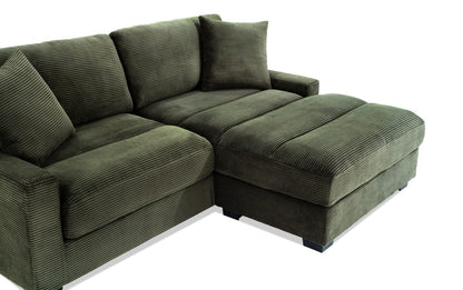 86" L-Shape Sectional Sofa with Reversible Ottoman & Pillows – Left/Right Chaise Couch Gray/Teal/Avocado BO958
