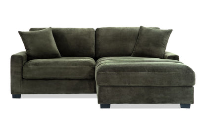 86" L-Shape Sectional Sofa with Reversible Ottoman & Pillows – Left/Right Chaise Couch Gray/Teal/Avocado BO958