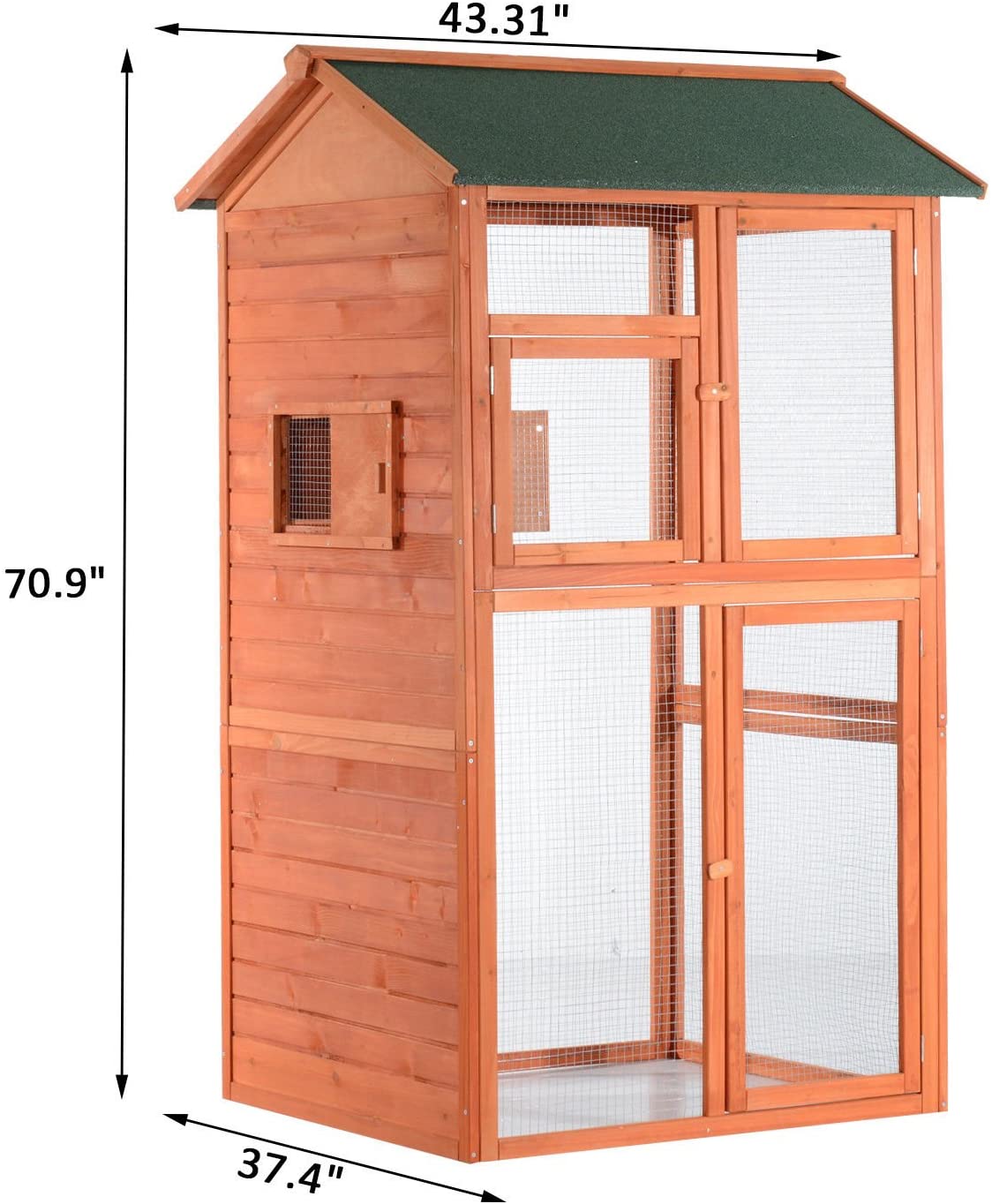 71" Extra Large Outdoor Wooden Bird Aviary Cage with Nesting Box & Perches BC5029