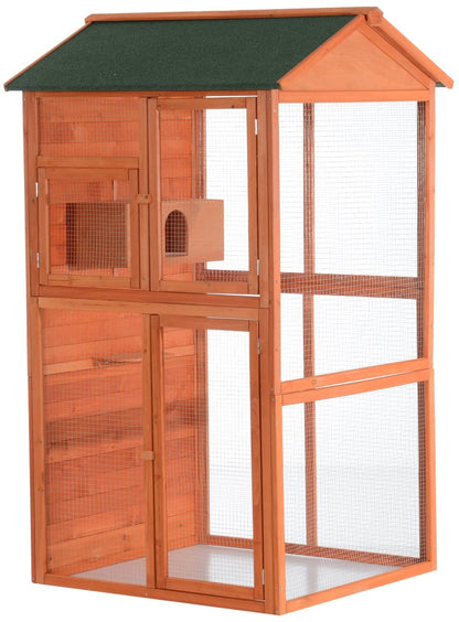 71" Extra Large Outdoor Wooden Bird Aviary Cage with Nesting Box & Perches BC5029