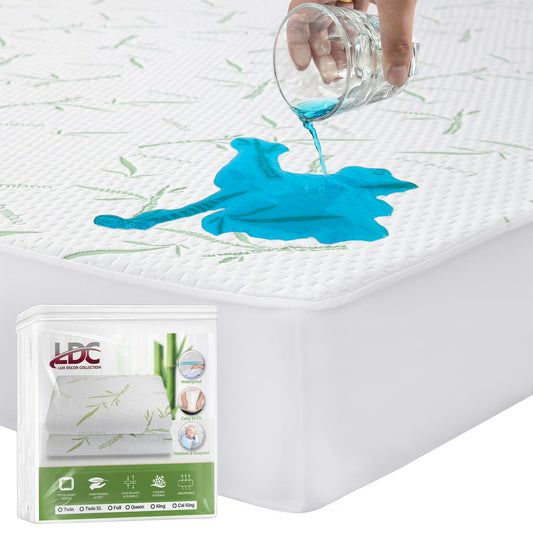 Waterproof Bamboo Cooling Mattress Protector – Fitted Mattress Pad Cover up to 16" Deep Pocket, 100% Waterproof & Breathable (Twin,Full, Queen, King) BMP100 Series