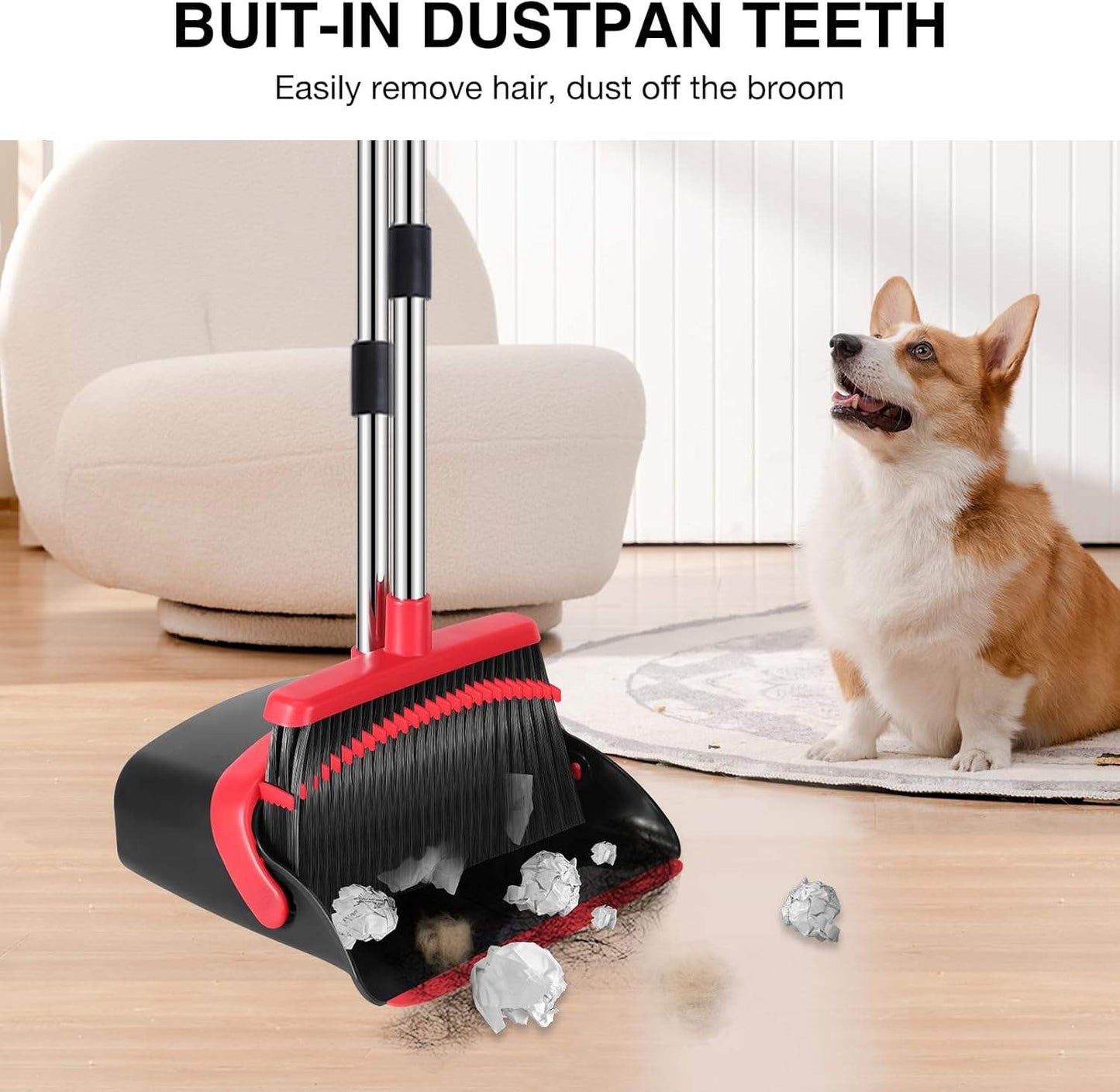 52" Adjustable Handle Push Broom Wide Head Heavy Duty Floor Sweeping Broom Indoor Outdoor BRM5295