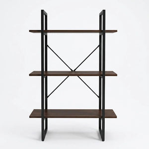 3-Tier Ladder Bookshelf MDF Metal Frame Natural Black 27.6" BS3105