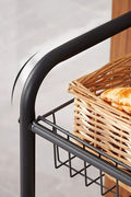Black 3-Tier Metal Rolling Storage Cart with Removable Mesh Baskets and Locking Wheels – Kitchen & Home Organizer