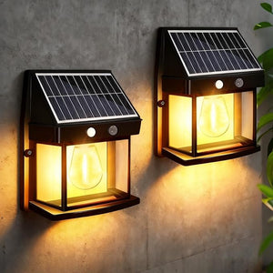 Baiston Outdoor Solar Wall Lights – Dusk-to-Dawn Waterproof LED Wall Sconces with Motion Sensor & Remote Control