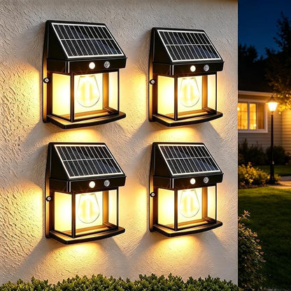 Baiston Outdoor Solar Wall Lights – Dusk-to-Dawn Waterproof LED Wall Sconces with Motion Sensor & Remote Control