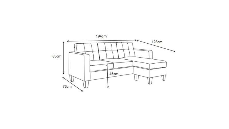 Compact L-Shaped Sectional Sofa with Ottoman – Reversible Chaise, Dark Gray or Black BT2628