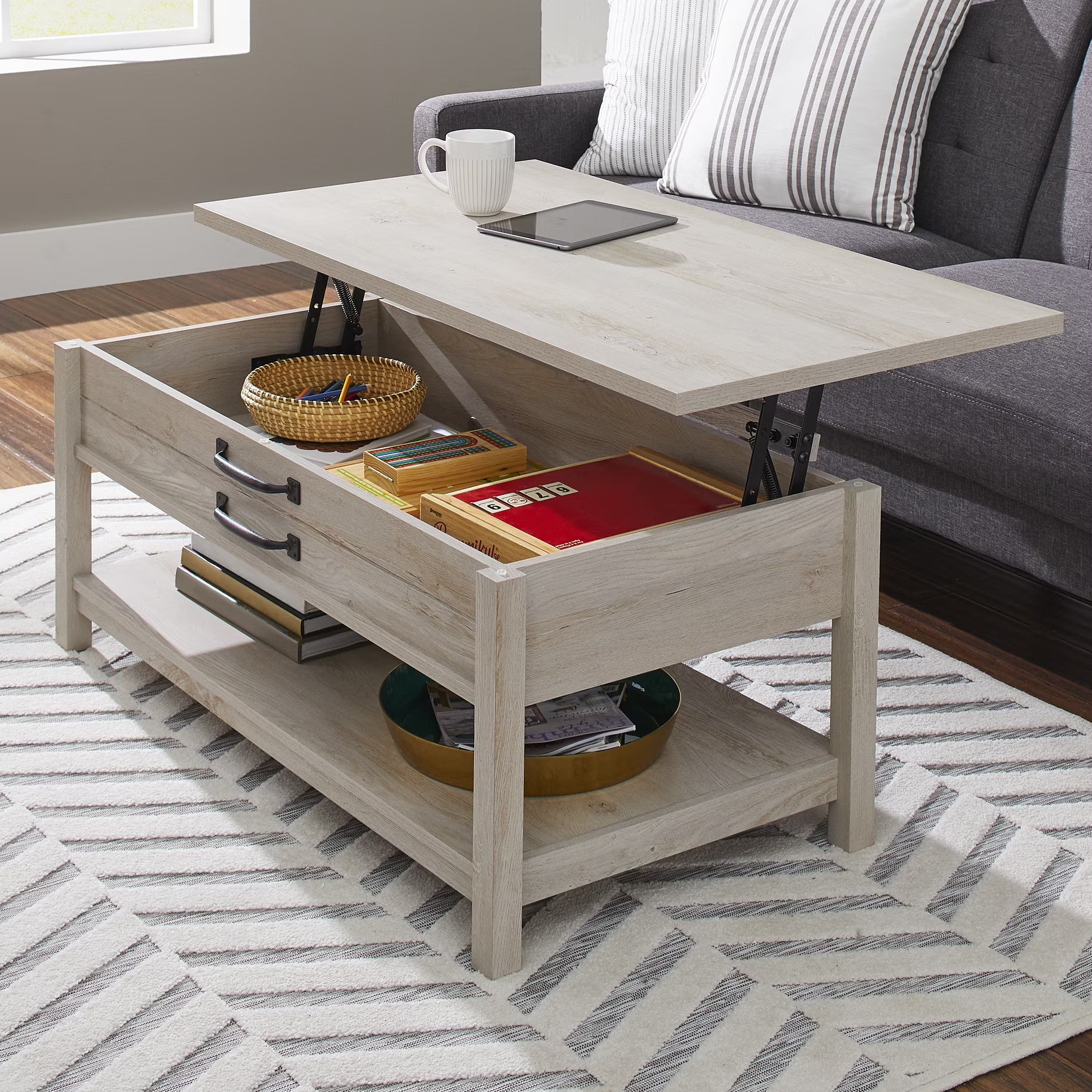 Uncl Rasheed Home Better Homes & Gardens Modern Farmhouse Lift Top Coffee Table, Rustic ...
