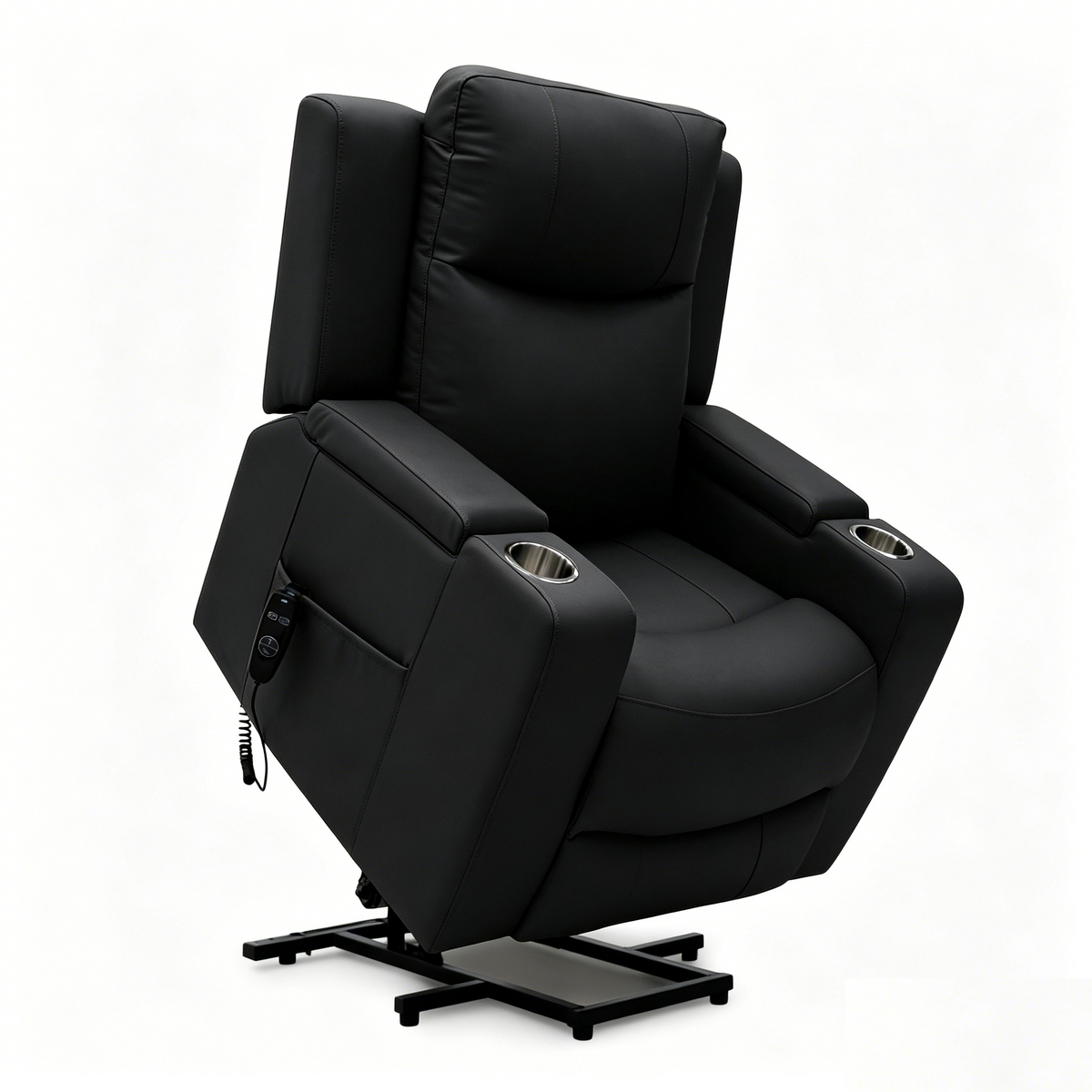 Power Lift Recliner Massage Chair with Single Motor, Air Massage, Arm Storage, Cup Holders & Tech Leather Finish