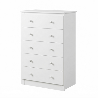 White 5-Drawer Storage Cabinet Chest of Drawers 31.5" CAB6115