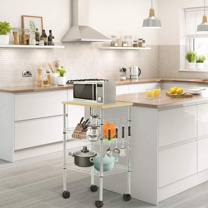 Chrome 3-tier microwave cart with wheels in kitchen
Adjustable kitchen utility cart with chrome finish
Rolling steel storage cart with microwave and shelves
Mobile cart with food and appliances in kitchen setting
Compact kitchen organizer cart with lockable wheels
Easy-to-assemble chrome steel utility cart