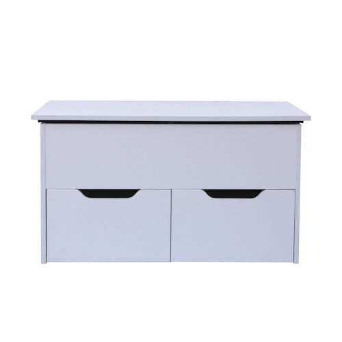 White Sliding Coffee Table with 2 Drawers Storage Shelf 33.5" CFT285