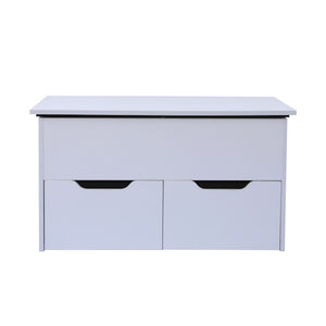 White Sliding Coffee Table with 2 Drawers Storage Shelf 33.5" CFT285