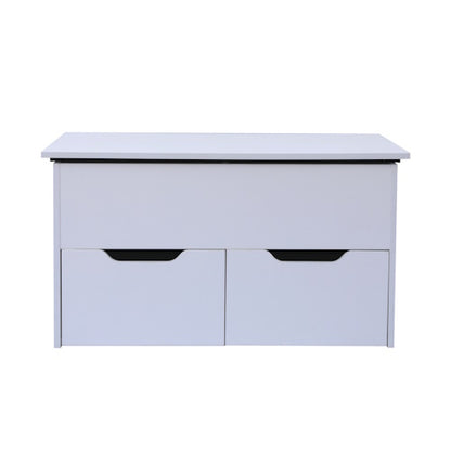 White Sliding Coffee Table with 2 Drawers Storage Shelf 33.5" CFT285