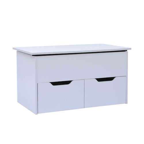 White Sliding Coffee Table with 2 Drawers Storage Shelf 33.5" CFT285
