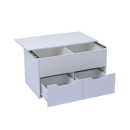 White Sliding Coffee Table with 2 Drawers Storage Shelf 33.5" CFT285