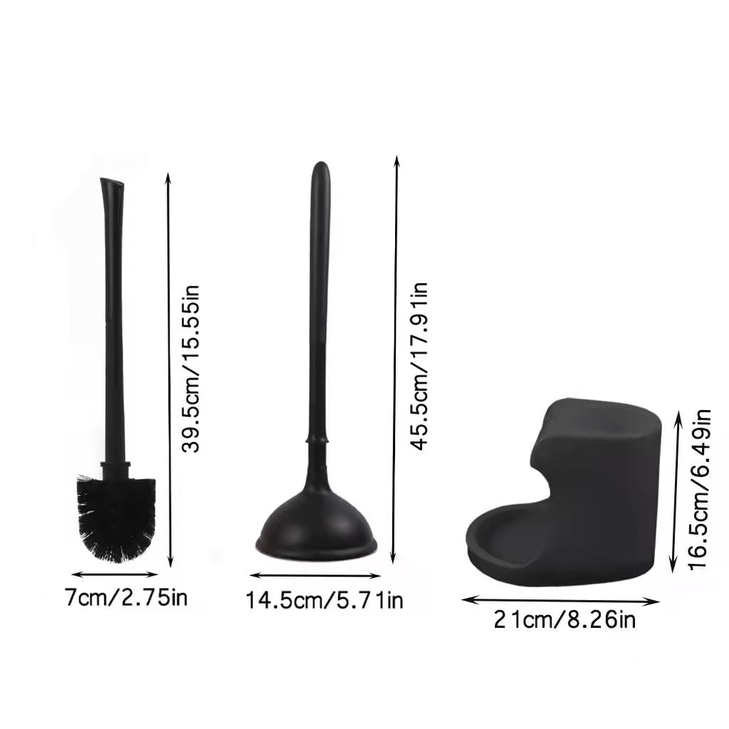 Toilet Plunger & Brush Set with Holder Bathroom Cleaning Combo CGCK066