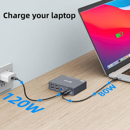 Camgeet Dual Monitor KVM Switch with USB-C, HDMI, 4K 60Hz and 80W PD Charging