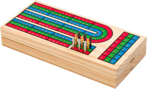 Folding Wooden Cribbage Board Game Set with Metal Pegs, Cards Storage for 2–4 Players CRB159