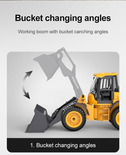 1:16 RC Volvo L50H Wheel Loader – 6 Channel Remote Control Construction Truck Toy with Lights & 4WD